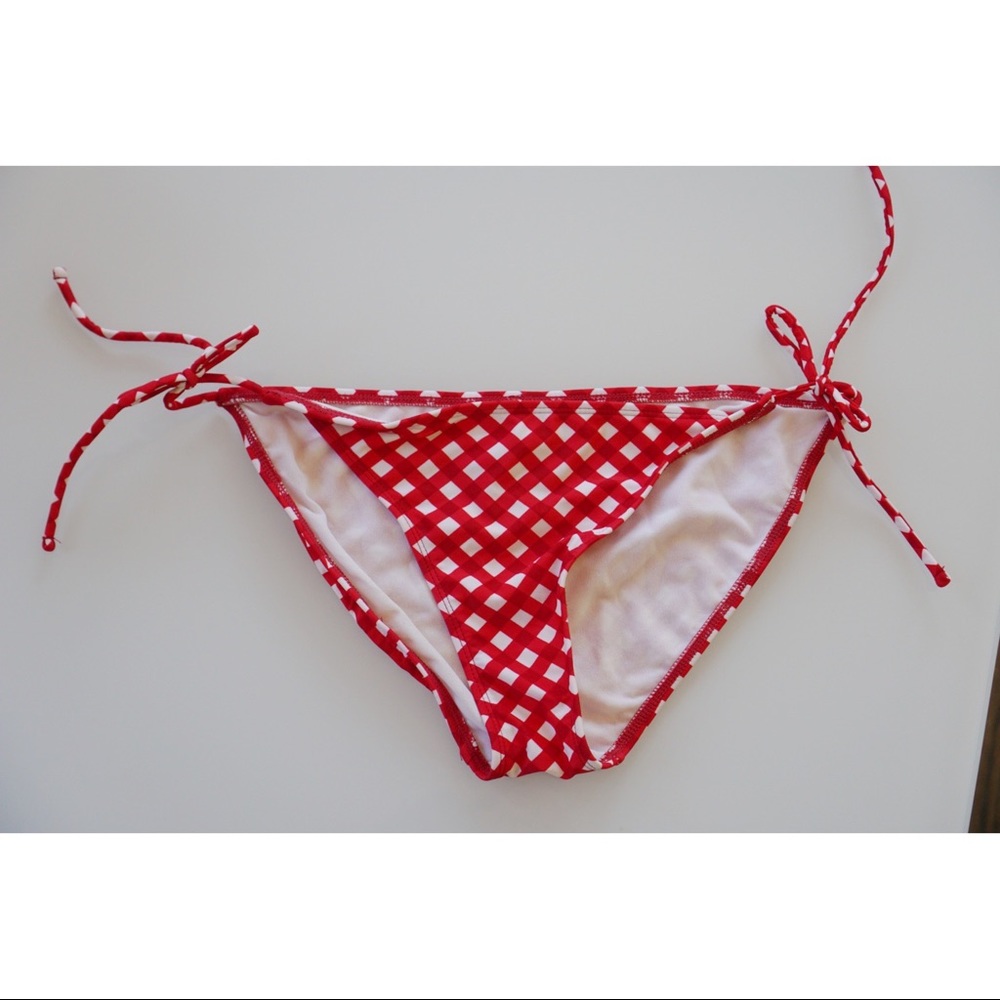 OP Swimsuit Red Checker String Bikini Bottom